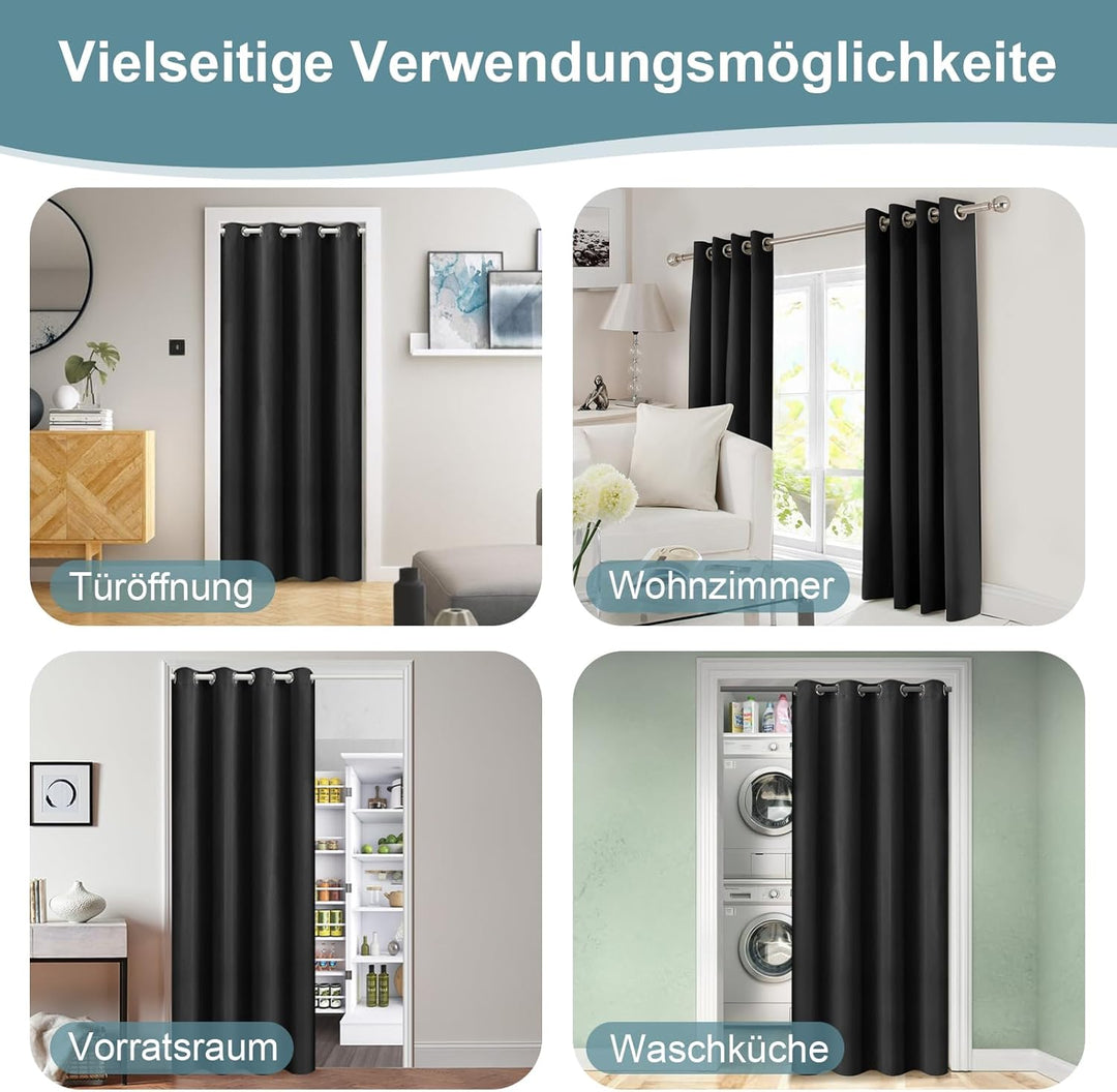 Lapalife Türvorhang Blickdicht Thermo Gardinen Vorhang mit Ösen für Fenster und Tür H203xB86cm Therm