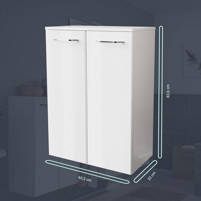 FACKELMANN Milano Doppelmidischrank mit Türen – Schrank fürs Badezimmer (60,2 cm x 82,6 cm x 32 cm)