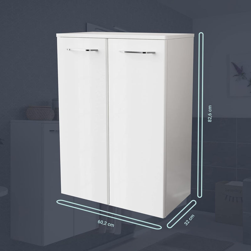 FACKELMANN Milano Doppelmidischrank mit Türen – Schrank fürs Badezimmer (60,2 cm x 82,6 cm x 32 cm)