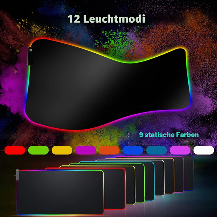 Personalisiertes RGB Gaming Mauspad, Personalisiertes LED Mauspad mit Fototext, wasserdichte Oberflä