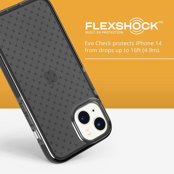 tech21 iPhone 14 Evo Check - Stossdämpfende & schlanke Schutzhülle mit 4,8 m FlexShock Multi-Drop Sc