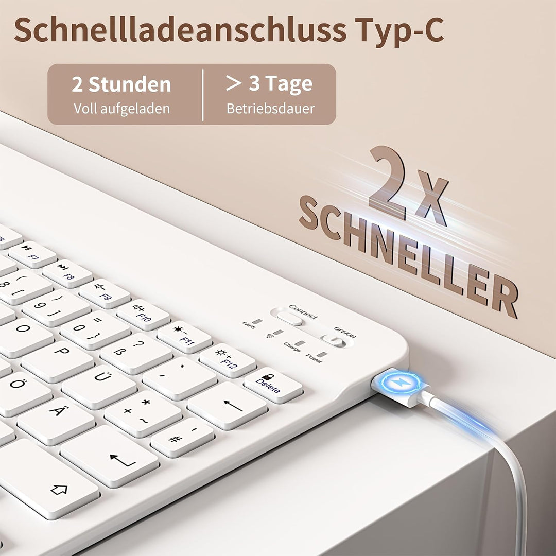 Tastatur Hülle für iPad 9. Generation 10,2 Zoll mit Stifthalter, Magnetisch Bluetooth Abnehmbarer Ta