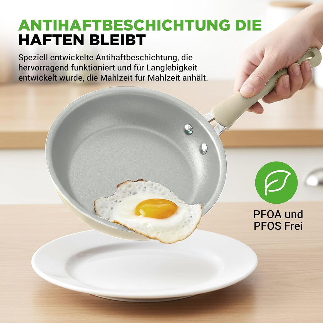 NutriChef Topf- & Pfannenset Induktion 20-teilig Weiss – Antihaft-Kochgeschirr mit Deckeln & Backfor