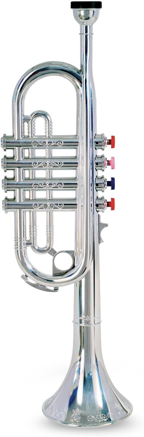 Bontempi 32 4231 Trompete mit 4 farbigen Tasten/Noten, Silber 42 cm, 42 cm