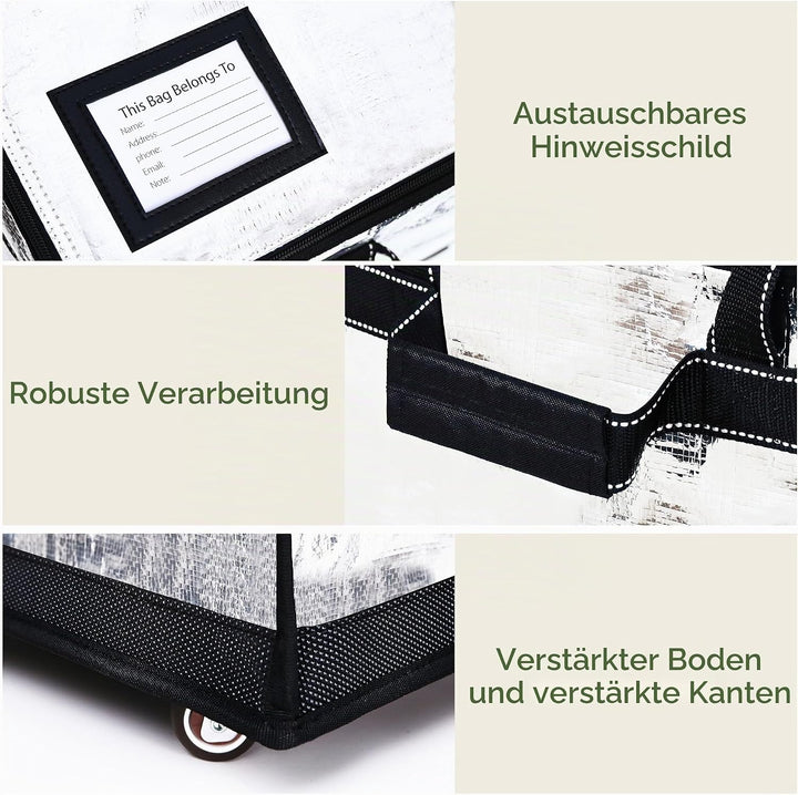 HOMESPON Einkaufstrolley Faltbar mit Rollen, Grosse wasserdichte Einkaufstasche, Rollbare Einkaufstü