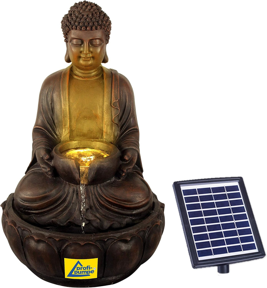 Solar Gartenbrunnen Brunnen Solarbrunnen Zierbrunnen Wasserfall Zhen Kraft-Quelle lichtgrau Gartenle