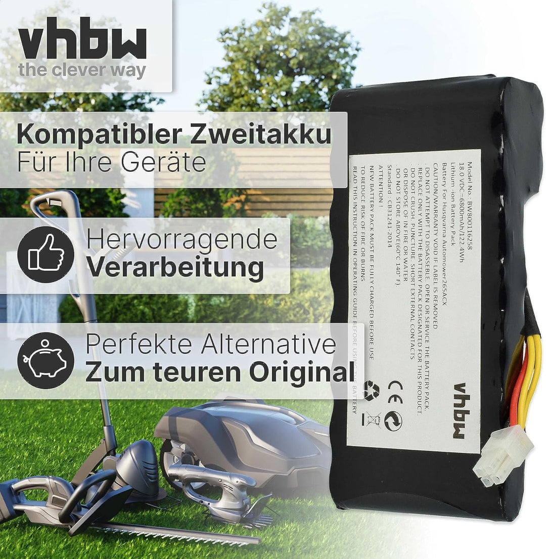 vhbw 2X Akku kompatibel mit Husqvarna Automower 440 bis BJ 2019/2020, 450X bis BJ 2019/2020 Rasenrob