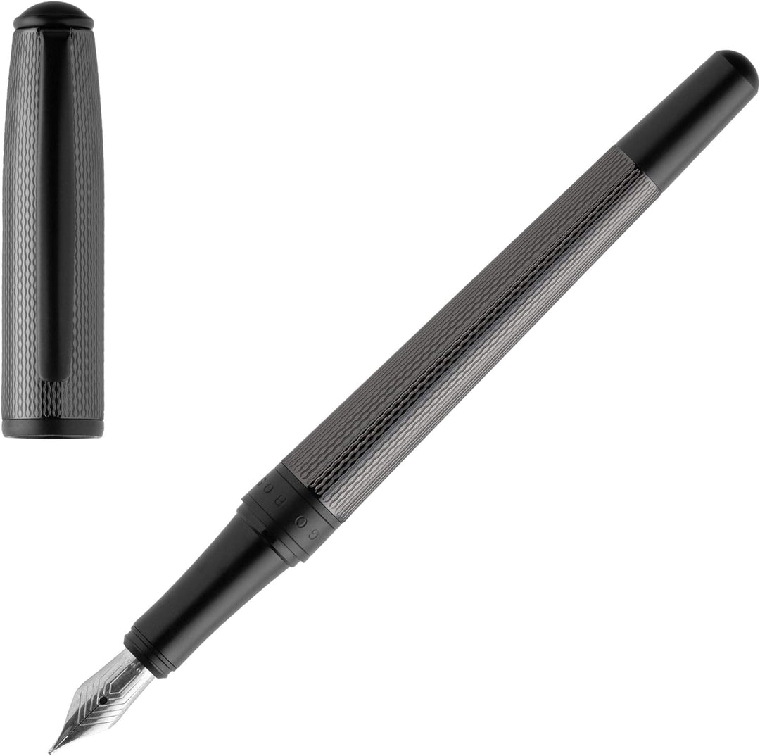 Hugo Boss Essential Glare Füllfederhalter Dunkelgrau Messing Poliert, Masse: 14,3cm, HSY0562A