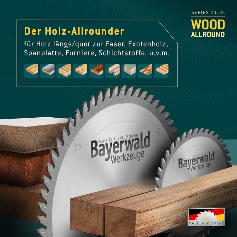 Bayerwald - HM Handkreissägeblatt für Holz - Ø 210 mm x 2,8 mm x 30 mm | Wechselzahn (48 Zähne/sehr