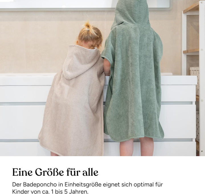 Ehrenkind® Bio-Baumwoll Badeponcho Kinder 1-5 Jahre | OEKO TEX | Sanft, Saugstark & Kuschelig | Bade