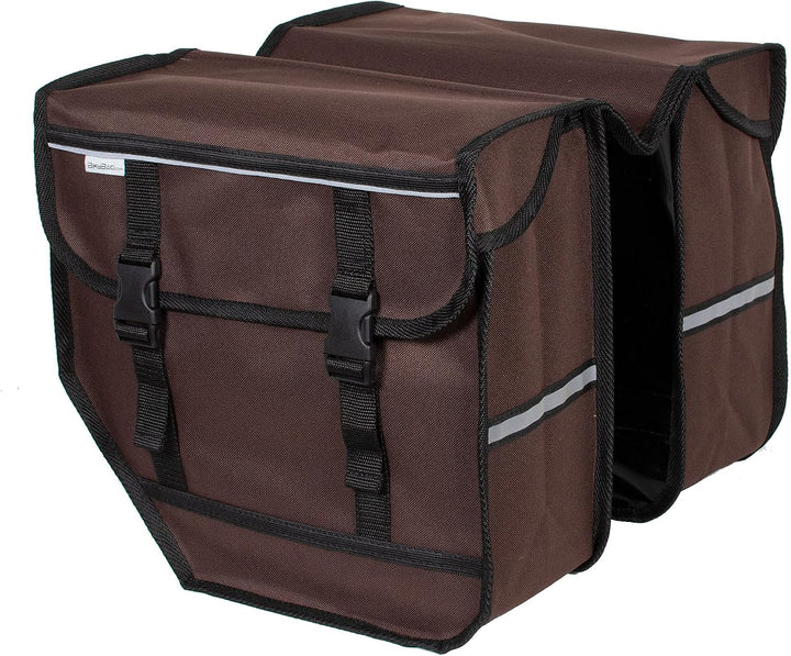 BikyBag Model M – Doppelte Fahrradtaschen für Gepäckträger (Braun), Braun