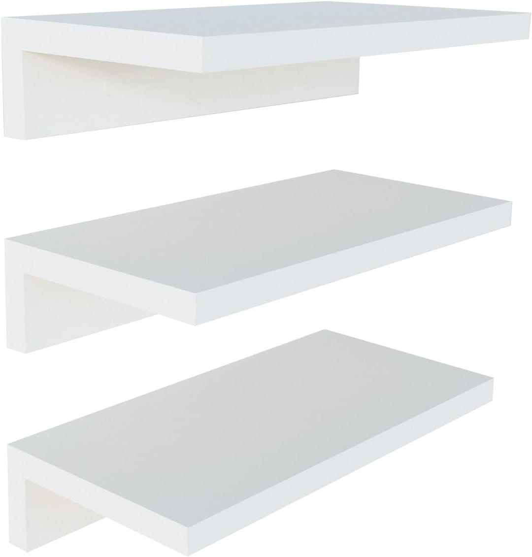 Henor Set mit 3 Wandregalen aus FSC® Holz 35 x 17 x 7.5 cm. Weiss 3x35 Weiss, 3x35 Weiss