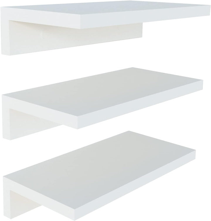 Henor Set mit 3 Wandregalen aus FSC® Holz 35 x 17 x 7.5 cm. Weiss 3x35 Weiss, 3x35 Weiss