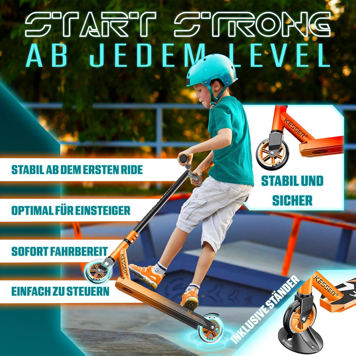 KESSER® Stunt Scooter X-Limit - 360° Lenkung Robuster Funscooter Stuntscooter mit ABEC 9 Kugellagern