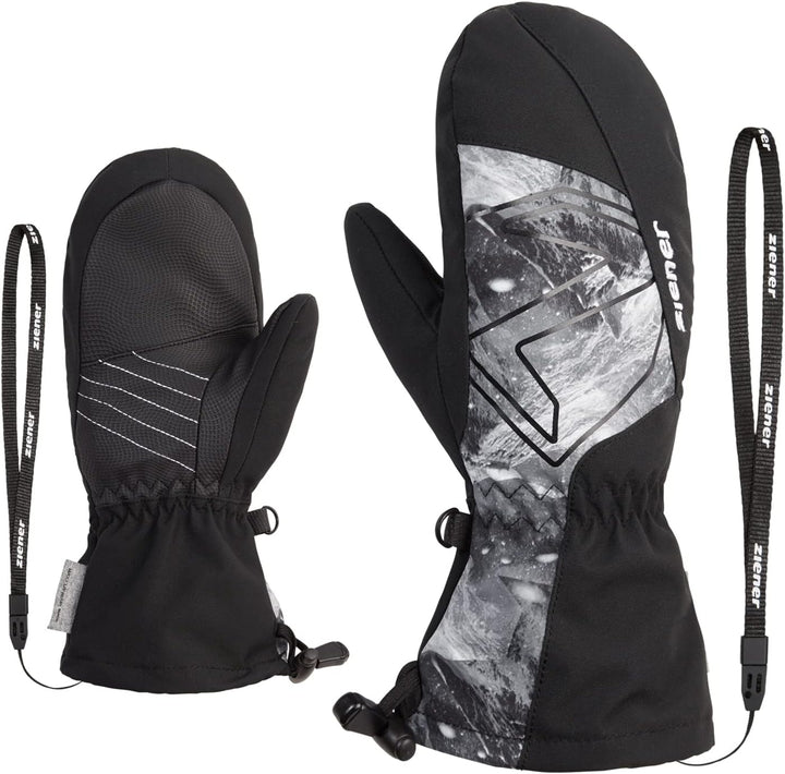 Ziener Kinder Lavalino Ski-Fäustling/Wintersport | wasserdicht, extra warm, Wolle 7 black.grey mount
