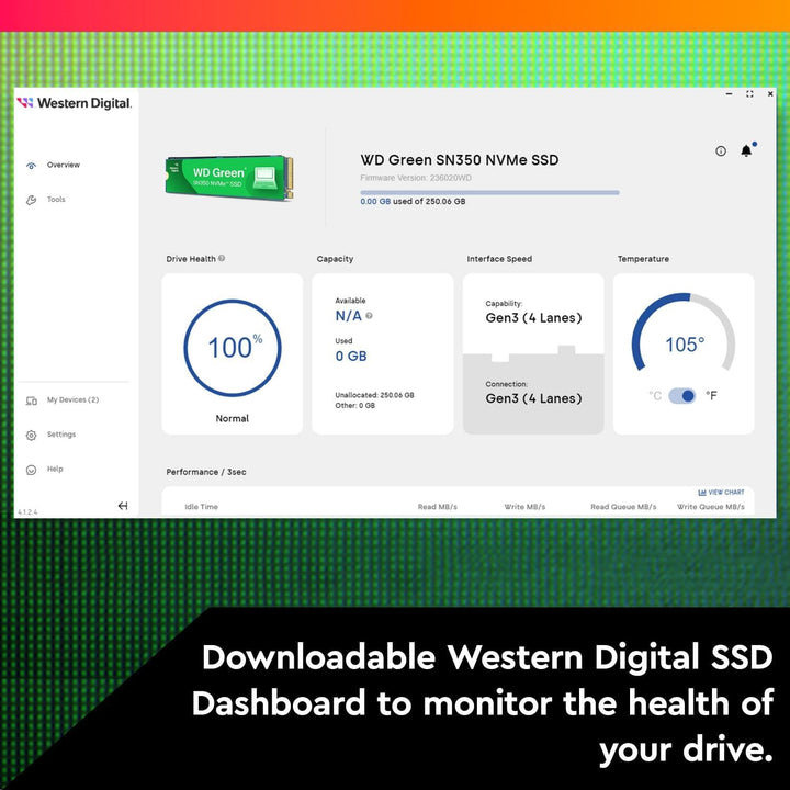 WD Green™ SN350 NVMe SSD Festplatte 2 TB, M.2 2280 (Schnelle NVMe™-Leistung von bis zu 2.400 MB/s, s