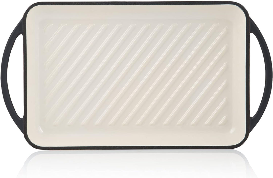 Mahlzeit Gusseisen-Grillplatte Emailliert | Blue Berry | 39,5 x 22 x 3,5 cm | Grill Platte Gusseiser