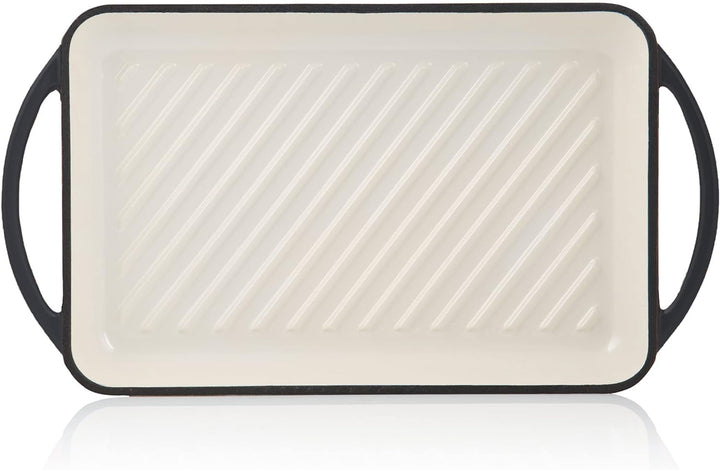 Mahlzeit Gusseisen-Grillplatte Emailliert | Blue Berry | 39,5 x 22 x 3,5 cm | Grill Platte Gusseiser