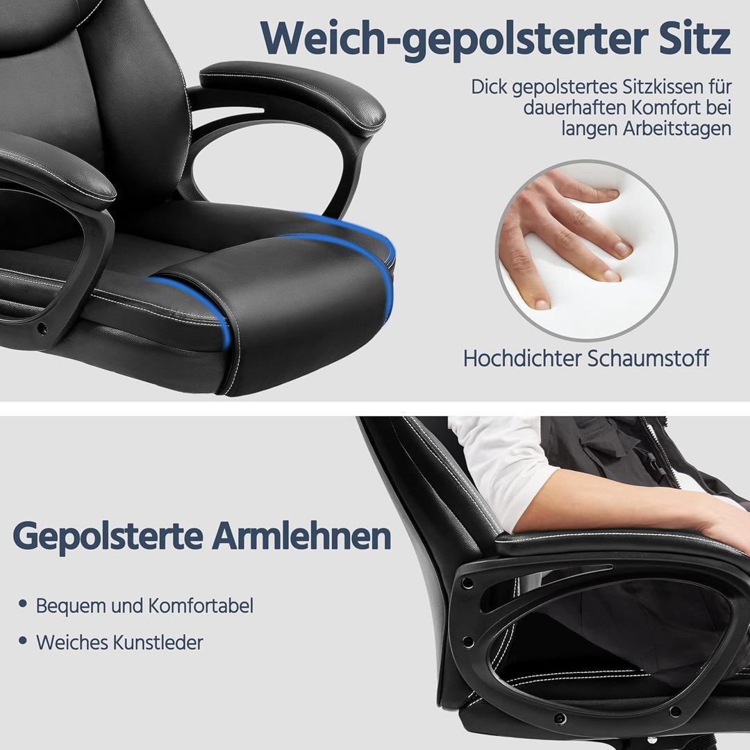 Yaheetech Bürostuhl ergonomisch Chefsessel Schreibtischstuhl Drehstuhl Polsterung Höhenverstellbarer