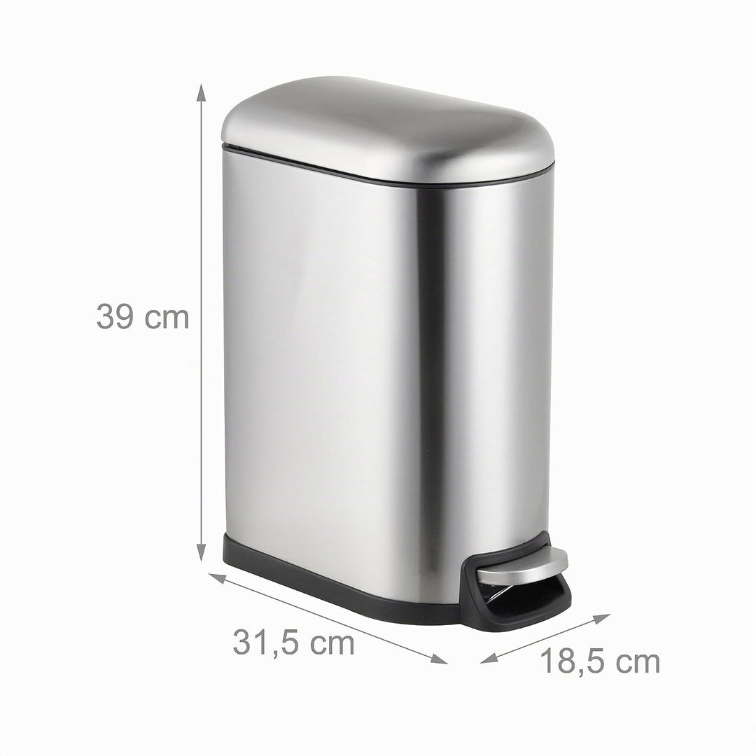 Relaxdays Mülleimer, 10 Liter, Absenkautomatik, entnehmbarer Inneneimer, Kosmetikeimer mit Deckel, B