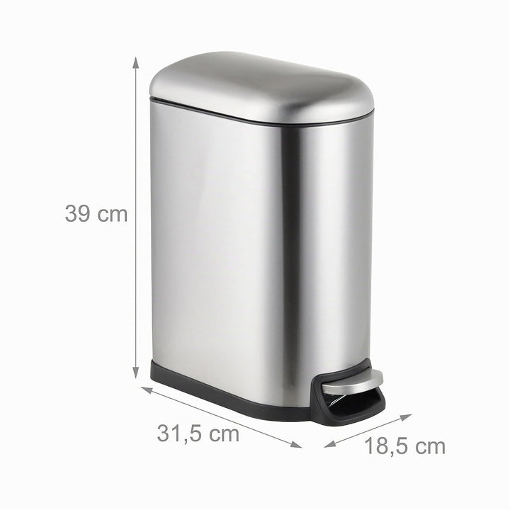Relaxdays Mülleimer, 10 Liter, Absenkautomatik, entnehmbarer Inneneimer, Kosmetikeimer mit Deckel, B