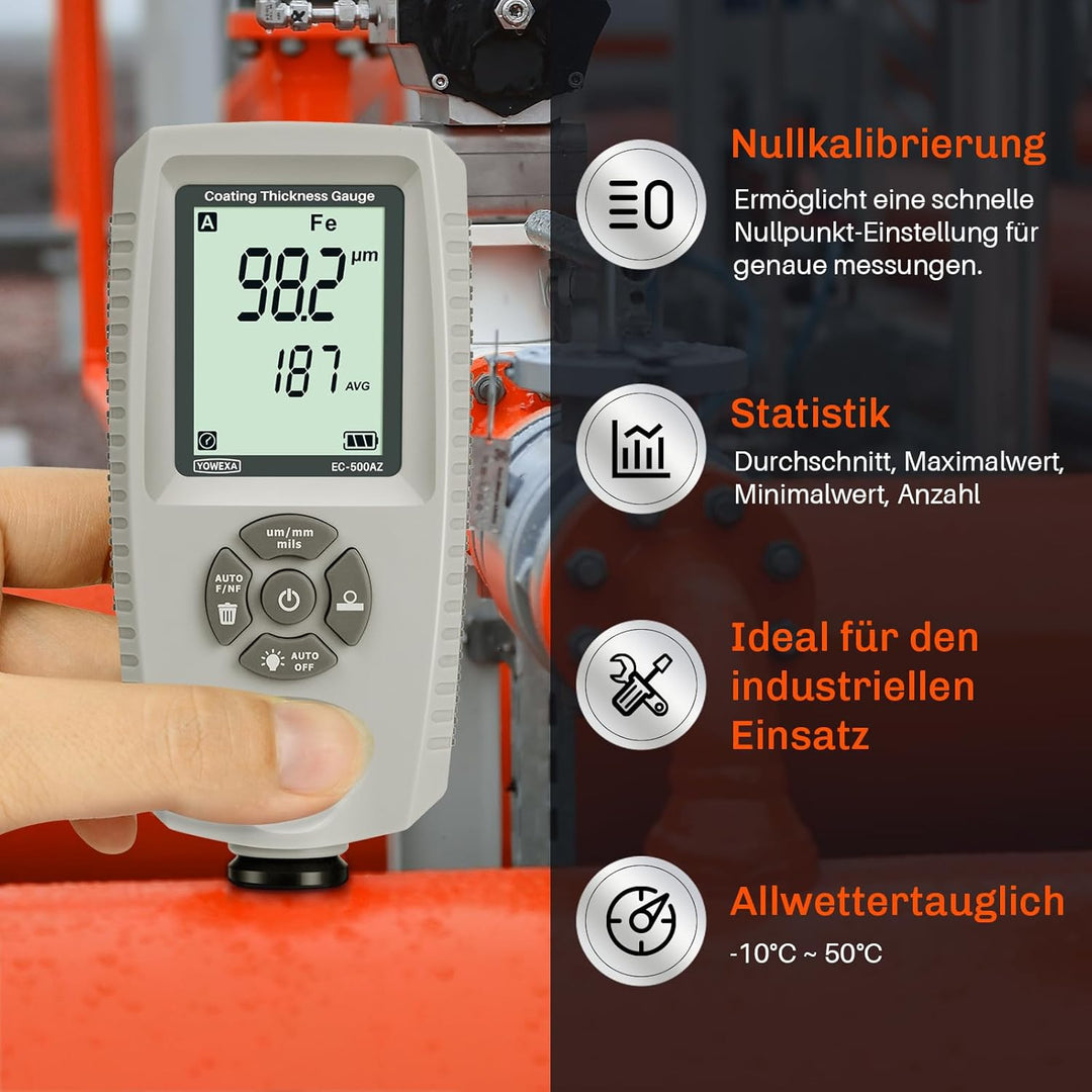 Lackschichtdickenmessgerät kfz EC-500AZ Lackmessgerät auto, Automatische Erkennung mit Leserotation,