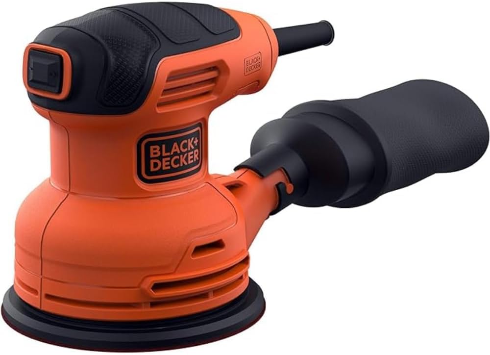 Black+Decker Exzenterschleifer (230W, Scheiben-Ø 125 mm, mit integrierter Staubabsaugung, zum Schlei
