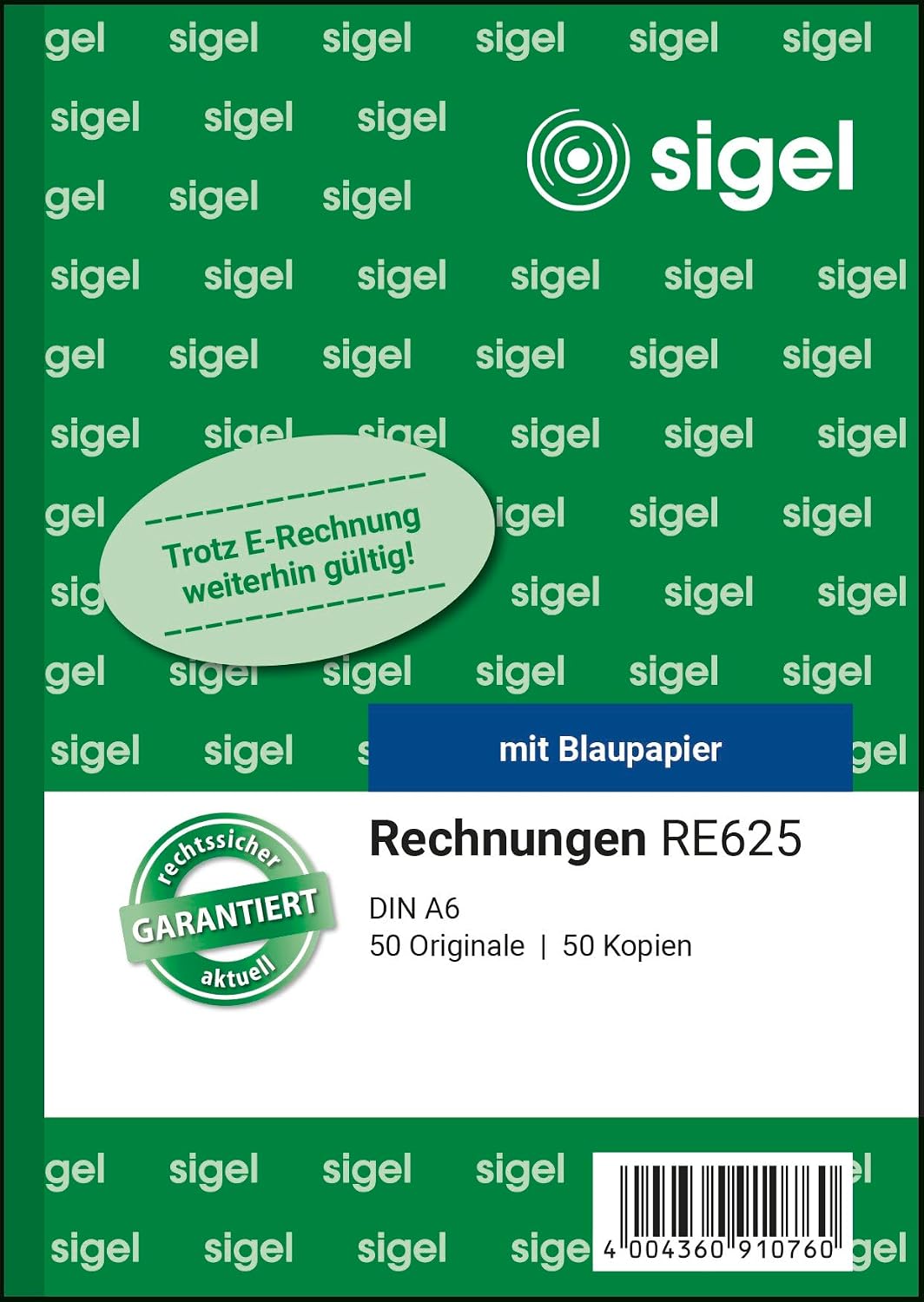 SIGEL RE625/10 Rechnungen A6, 2x50 Blatt, 10er Pack 10 Stück, 10 Stück