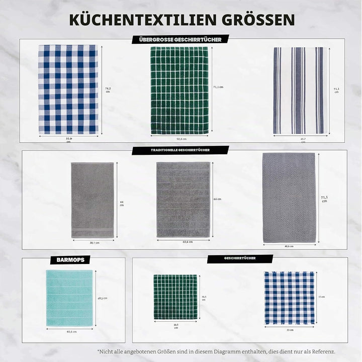 DII 100% Baumwolle, maschinenwaschbar, Everyday Kitchen Basic, Ultra saugstark, Jacquard Dekorative