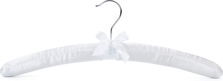 Amber Home 10 Stück 43cm Weiss Kleiderbügel aus Satin, Weiche Seide Aufhänger für T-Shirt Hemd Mante