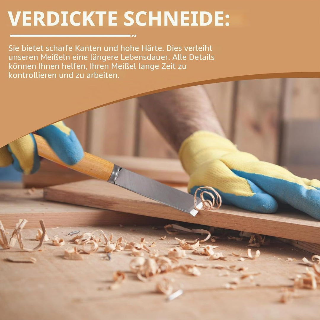 Drechselmesser Set 8 Stück, Stechbeitel Set für Holz Drehmeissel Set mit Manganstahl Klingen und Pol