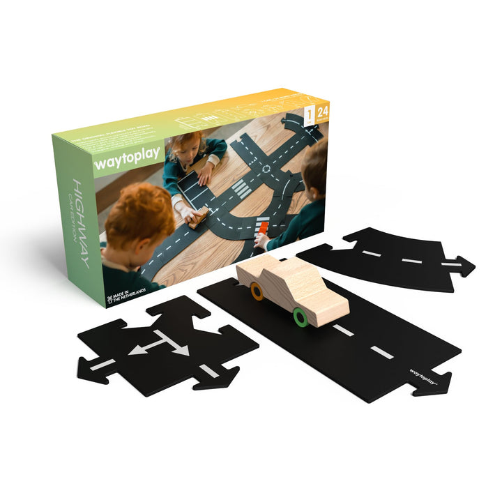 Waytoplay Highway - Die Flexible Spielzeugstrasse, 24 st. MIT Auto, Spielen Sie mit Ihren Autos drin