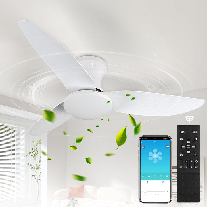 Deckenlampe mit Ventilator,Weiss,Ø100cm App Steuerung &amp; Fernbedienung Deckenventilator mit Beleuchtu