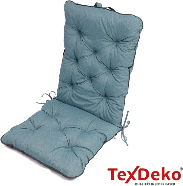 TexDeko® Ecolen Hochlehner Auflage für Gartenstuhl 120x50x50cm Leinenstruktur hochwertig gepolstert