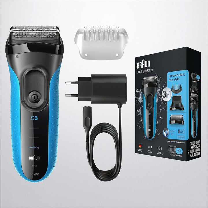 Braun Series 3 Rasierer Herren, 3-in-1-Elektrorasierer, Barttrimmer mit 5 Kammaufsätzen, Wet&Dry, Ge