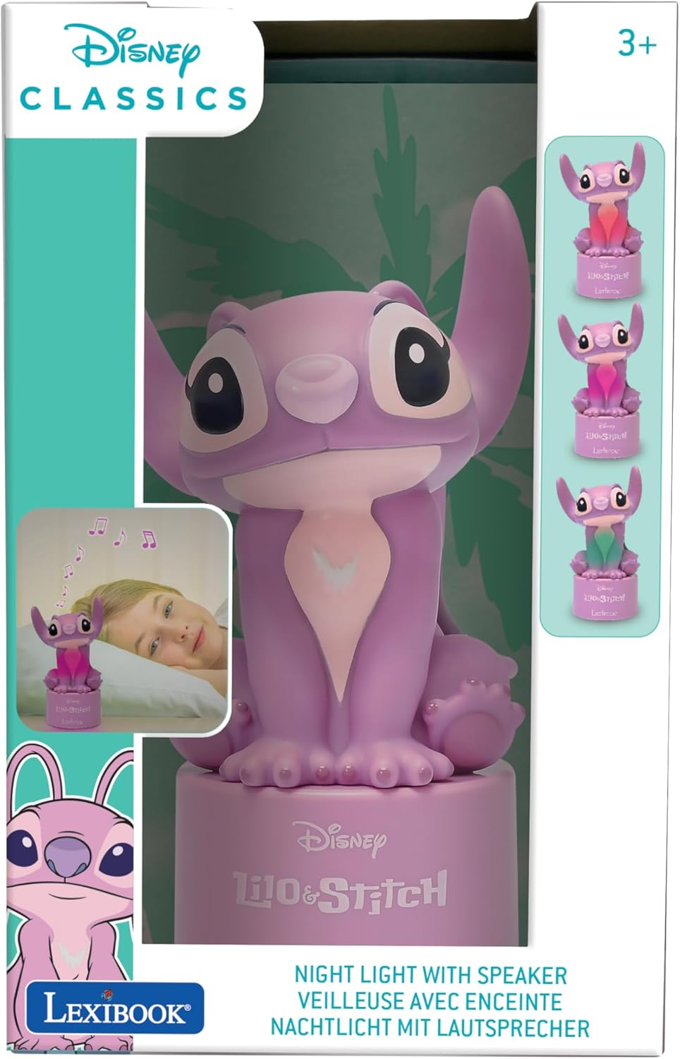Lexibook, Disney Stitch, Angel Nachtlicht mit Lautsprecher, Farbwechsel, Weiches Licht, Batteriebetr