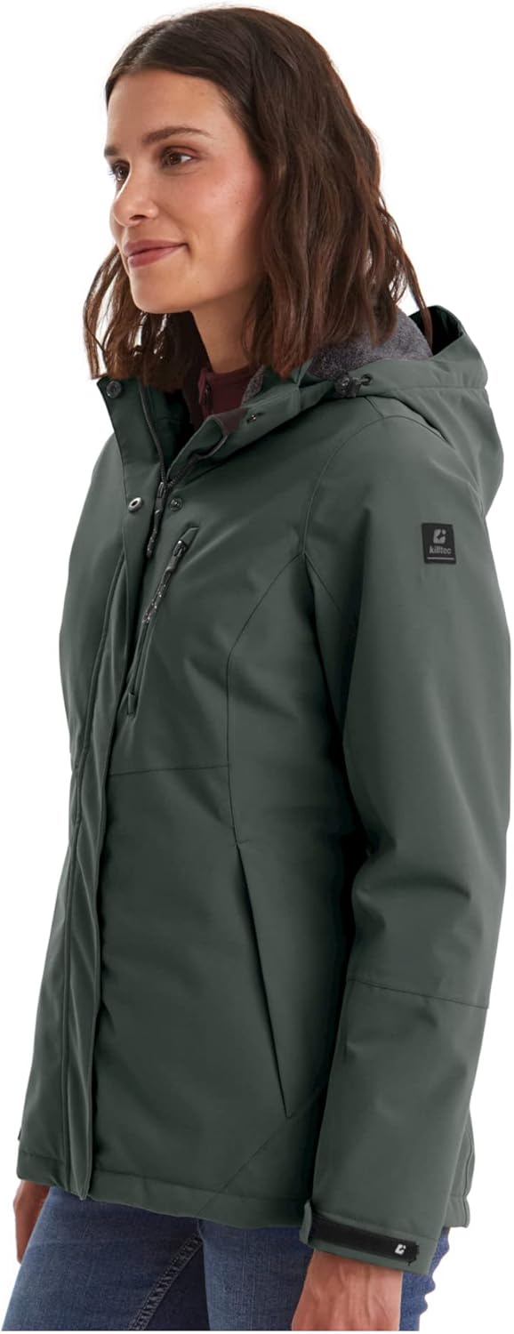 Killtec Damen Kow 170 Wmn Jckt Funktionsjacke/Outdoorjacke mit abzippbarer Kapuze 46 dunkel blaugrün
