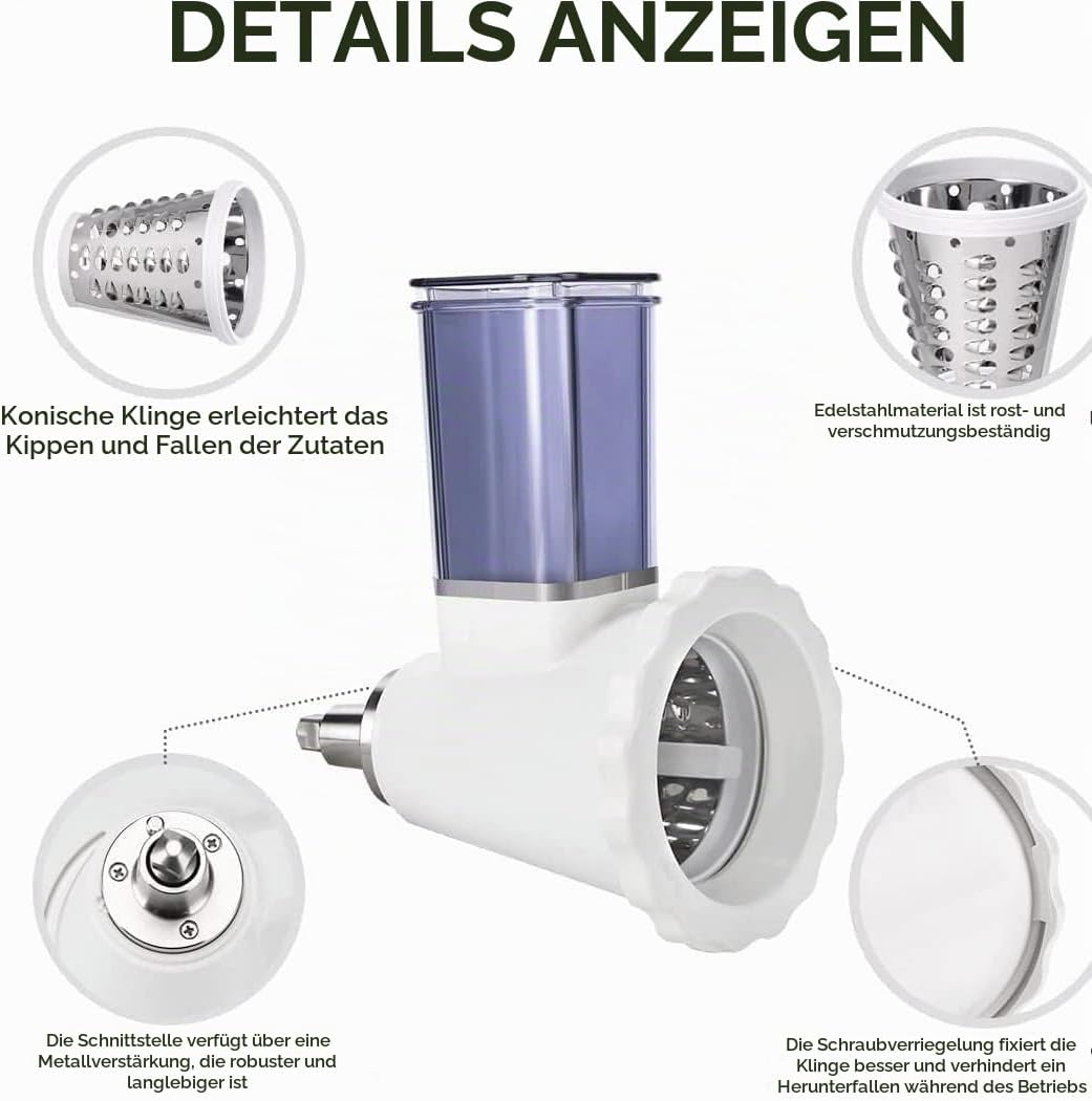 Slicer Shredder Aufsätze für ZACME Zubehör,Käsereibe, Edelstahl Gemüse Schneider für ZACME Zubehör,A