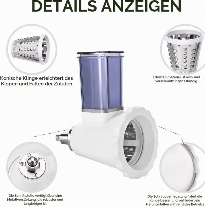 Slicer Shredder Aufsätze für ZACME Zubehör,Käsereibe, Edelstahl Gemüse Schneider für ZACME Zubehör,A