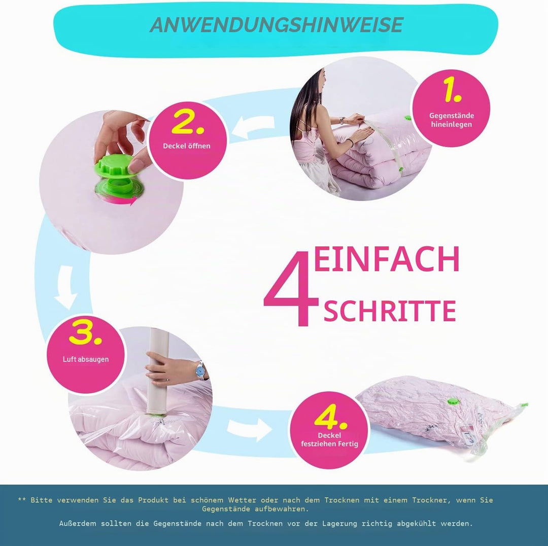 Opaza Vacuum Storage Bags, 6 Pack (2 Jumbo-130x100 cm + 2 Large-110x80 cm + 2 Medium-80x60cm) Airtig