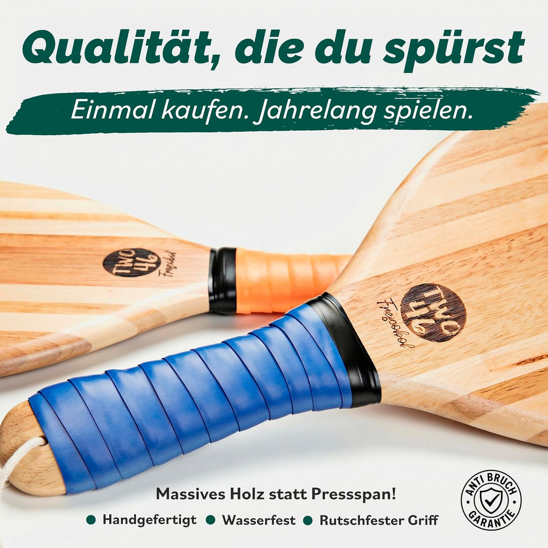 two46 Beachball Set - Frescobol l Der Trendsport aus Brasilien - Handgefertigte Schläger aus Holz (i