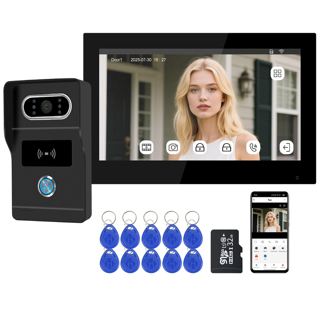 Tuya WLAN 2-Draht Video Türsprechanlage mit Kamera, 7-Zoll-IPS-Touchscreen, Full HD 1080P HD-Türklin