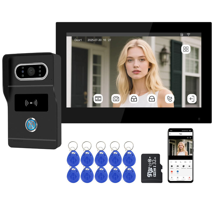 Tuya WLAN 2-Draht Video Türsprechanlage mit Kamera, 7-Zoll-IPS-Touchscreen, Full HD 1080P HD-Türklin