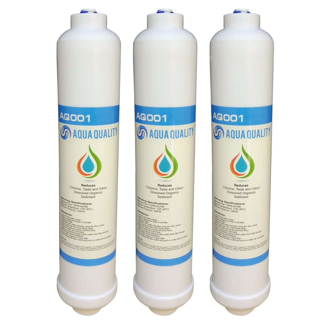 Aqua Quality Wasserfilter für Kühlschrank, 3 Stück (Universalgrösse, 6,35 mm Stecksystem, NSF-zertif