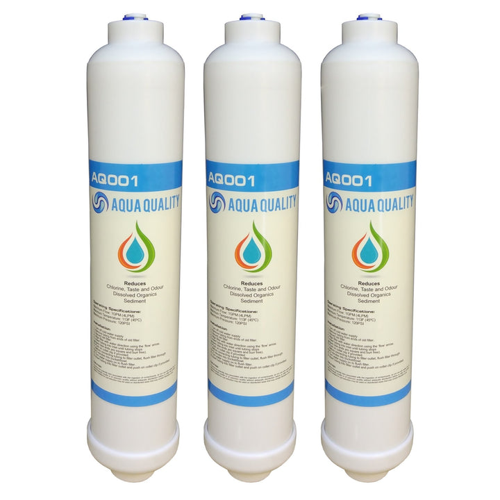 Aqua Quality Wasserfilter für Kühlschrank, 3 Stück (Universalgrösse, 6,35 mm Stecksystem, NSF-zertif