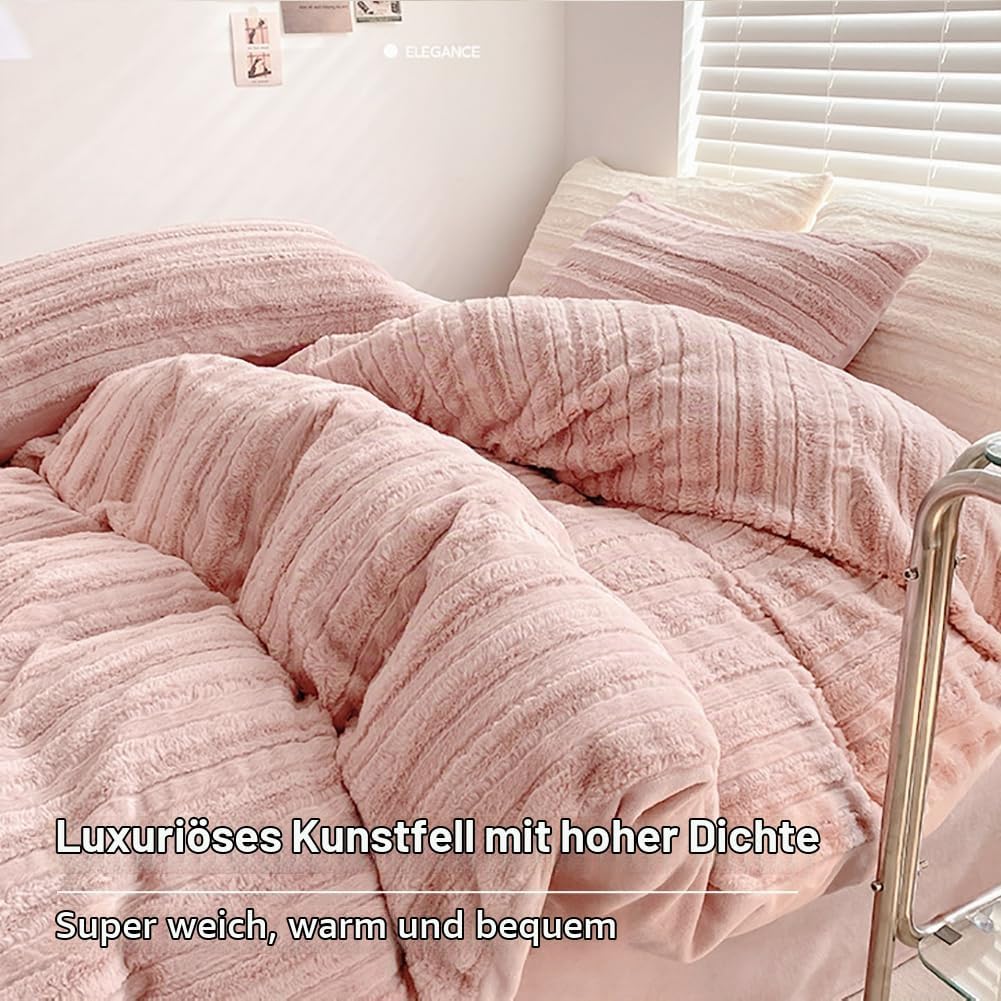 AShanlan Plüsch Bettwäsche 220x240 Winter Warme Flauschig Cashmere Touch Bettbezug Teddy Fleece Wint