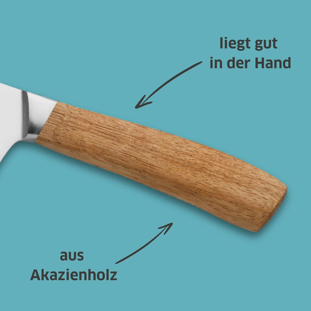 Kuppels Wood Santoku Messer mit Kullenschliff, 17 cm Klingenlänge, extrem scharf & schnitthaltig, Me