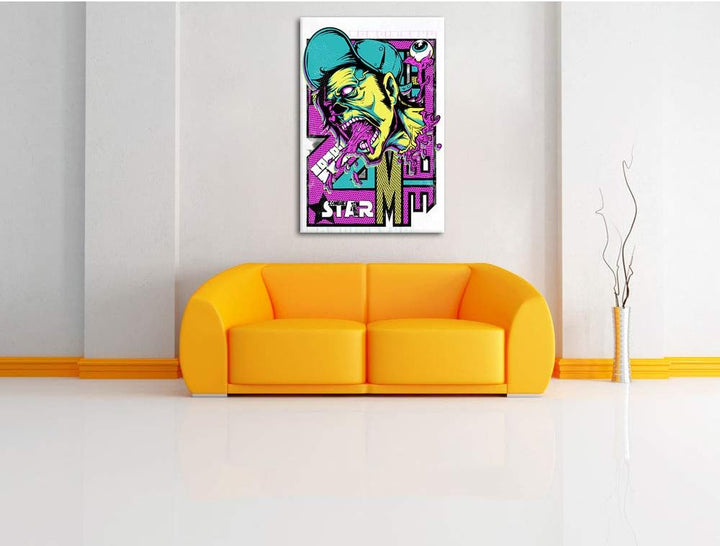 Zombie-Superstar white Leinwandbild Bild auf Leinwand, XXL riesige Bilder fertig gerahmt mit Keilrah