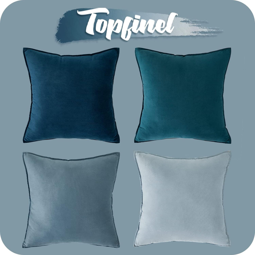 Topfinel Kissenbezug 60x60 blau 4er Set Samt Farbverlauf Kissenbezüge Kissenhülle sofakissen dekokis