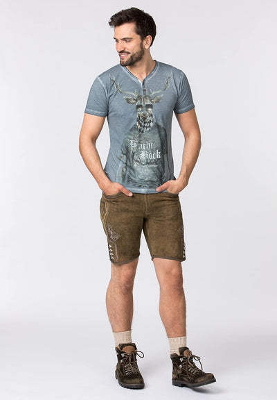 Stockerpoint Herren Prachtbock Trachtenshirt, Rauchblau